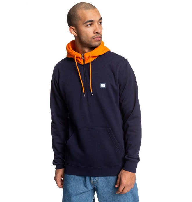 dcshoes, Rebel - Half-Zip Hoodie, DARK INDIGO/ORANGE POPSICLE (xbbn) 0 Rebel - Half-Zip Hoodie Blue EDYFT03457 DC Shoes