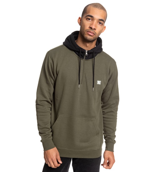 dcshoes, Rebel - Sweat à capuche demi-zip pour Homme, FATIGUE GREEN/BLACK (xcck) 0 Rebel - Sweat à capuche demi-zip pour Homme Marron EDYFT03457 DC Shoes