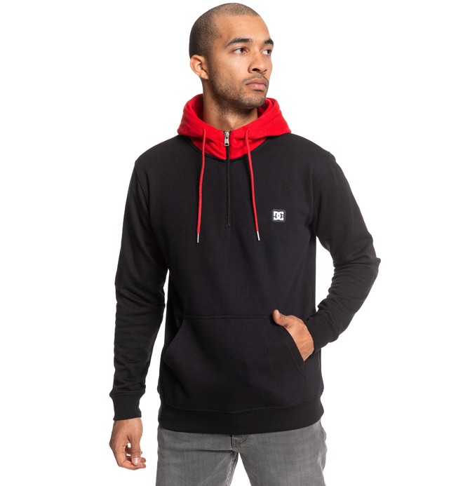 dcshoes, Rebel - Sudadera con Cremallera hasta Media Altura y Capucha para Hombre, BLACK/RACING RED (xkkr) 0 Rebel - Sudadera con Cremallera hasta Media Altura y Capucha para Hombre Negro EDYFT03457 DC Shoes