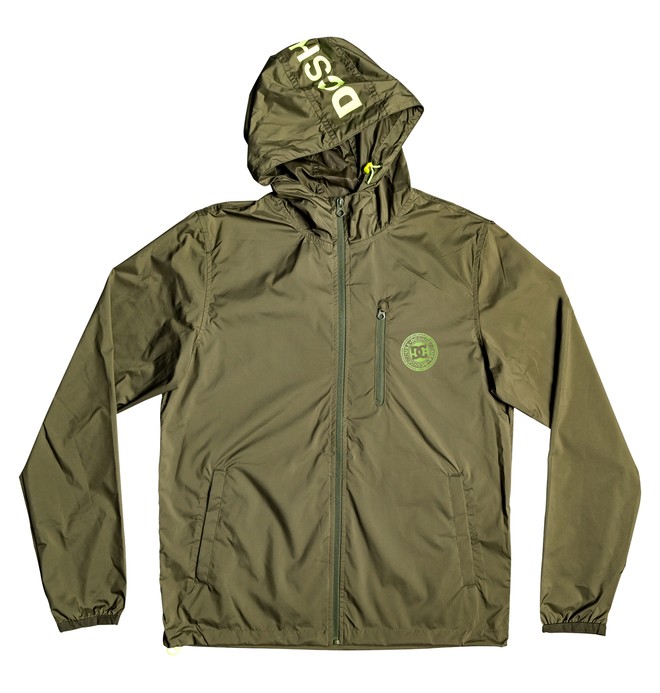 dcshoes, Dagup Water-Resistant Hooded Windbreaker, FATIGUE GREEN (crb0) 0 Dagup Water-Resistant Hooded Windbreaker Brown EDYJK03203 DC Shoes