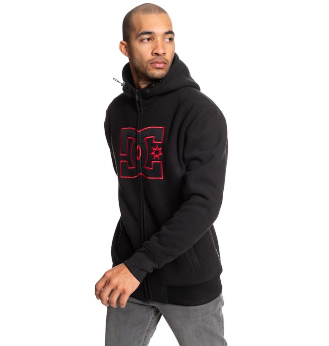 dcshoes, New Star Sherpa-Lined Zip-Up Polar Fleece Hoodie, BLACK (kvj0) 0 New Star Sherpa-Lined Zip-Up Polar Fleece Hoodie Black EDYPF03037 DC Shoes