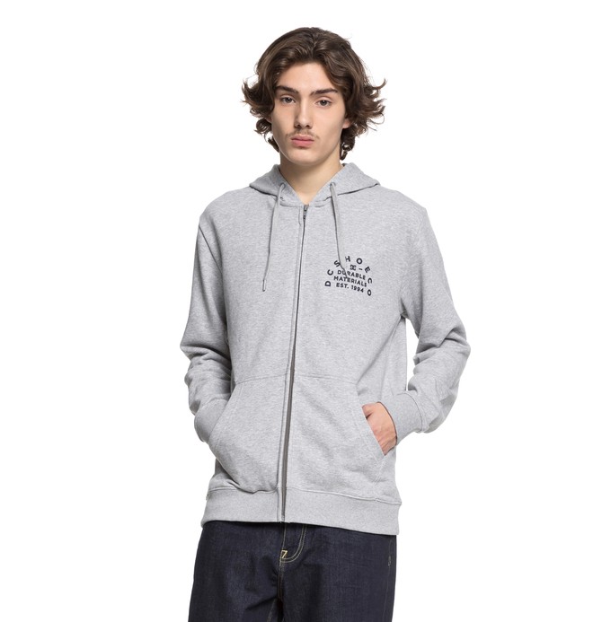 dcshoes, Durable Timer Zip Up Hoodie, GREY HEATHER (knfh) 0 Durable Timer Zip Up Hoodie EDYSF03155 DC Shoes