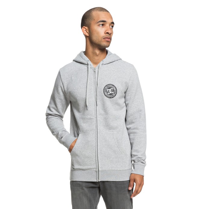 dcshoes, Circle Star Zip-Up Hoodie, GREY HEATHER (knfh) 0 Circle Star Zip-Up Hoodie Black EDYSF03174 DC Shoes