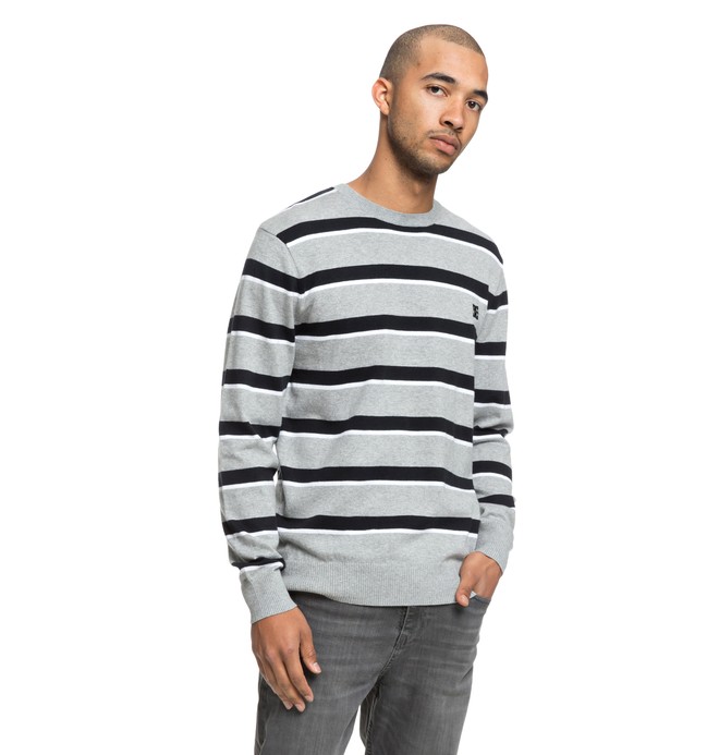 dcshoes, Sabotage Stripe - Pull col rond pour Homme, GREY HEATHER (knfh) 0 Sabotage Stripe - Pull col rond pour Homme Noir EDYSW03034 DC Shoes