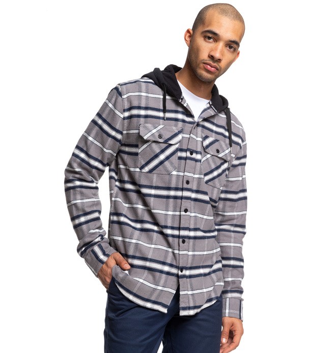 dcshoes, Runnels - Camisa de franela de manga larga con capucha para Hombre, PEWTER (kpf0) 0 Runnels - Camisa de franela de manga larga con capucha para Hombre Negro EDYWT03201 DC Shoes