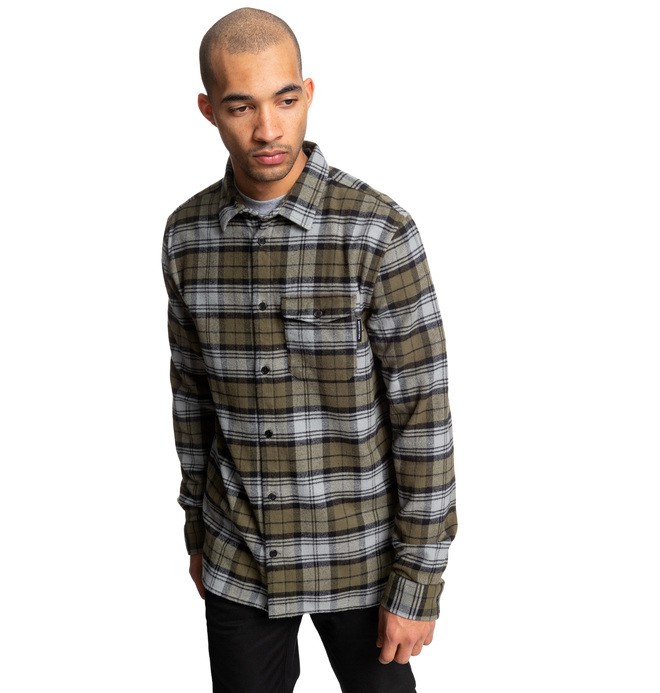 dcshoes, Marsha - Camisa de franela de manga larga para Hombre, FATIGUE GREEN (crb0) 0 Marsha - Camisa de franela de manga larga para Hombre Marron EDYWT03207 DC Shoes