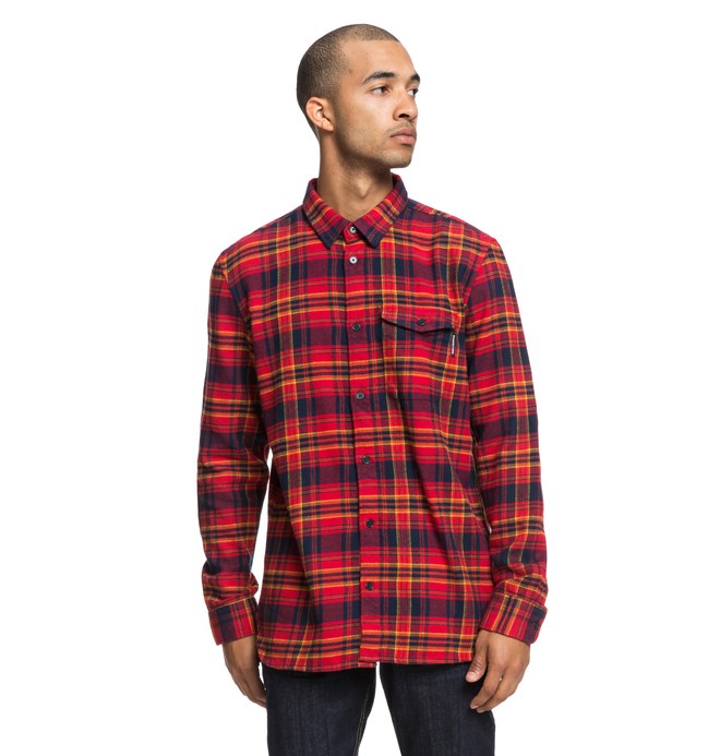 dcshoes, Marsha Long Sleeve Flannel Shirt, TANGO RED (rrh0) 0 Marsha Long Sleeve Flannel Shirt Red EDYWT03207 DC Shoes