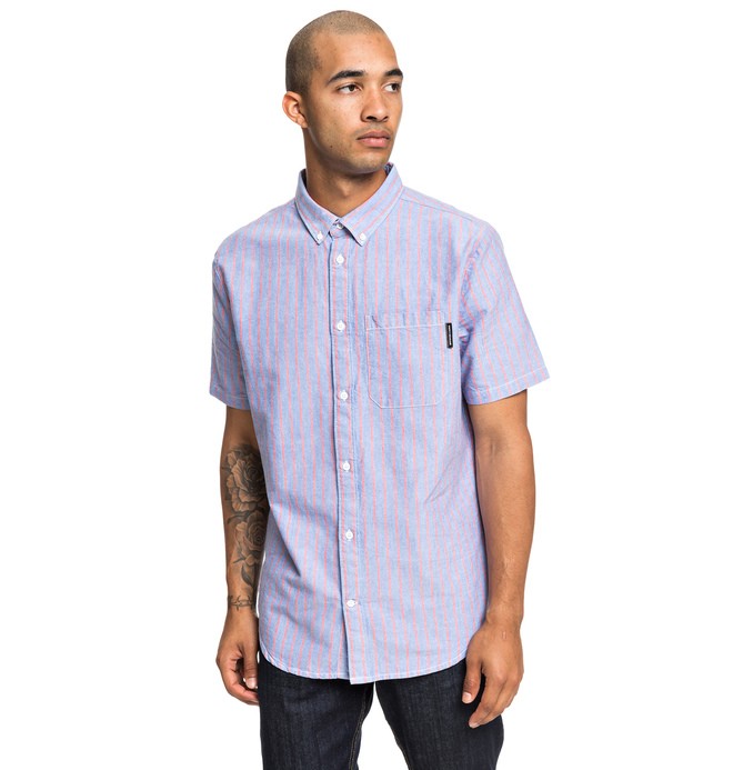 dcshoes, Rip Stripe - Camisa de Manga Corta para Hombre, COOL BLUE (bzq0) 0 Rip Stripe - Camisa de Manga Corta para Hombre Azul EDYWT03223 DC Shoes