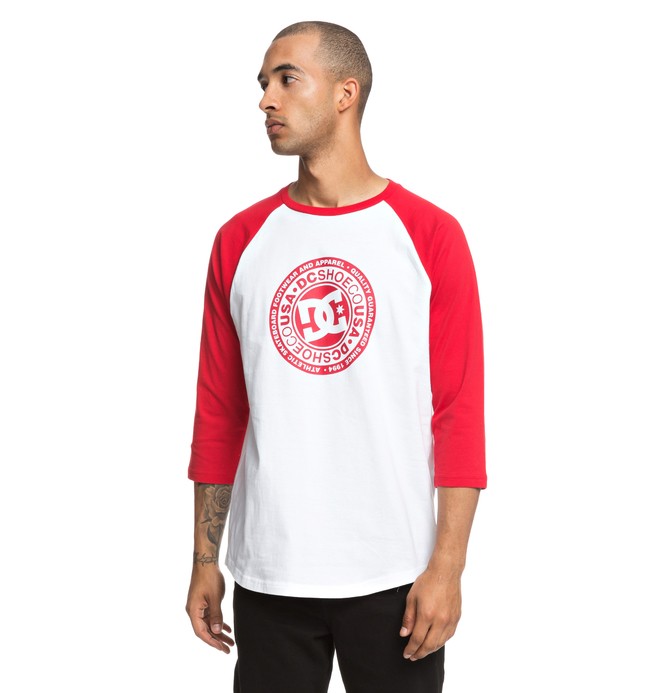 dcshoes, Research 3/4 Sleeve Tee, TANGO RED/ SNOW WHITE (xrrw) 0 Research 3/4 Sleeve Tee Red EDYZT03832 DC Shoes