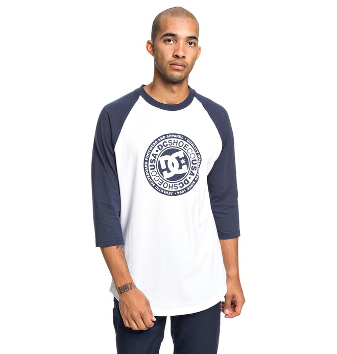 dcshoes, Research 3/4 Sleeve Tee, BLACK IRIS/ SNOW WHITE (xbww) 0 Research 3/4 Sleeve Tee Blue EDYZT03918 DC Shoes