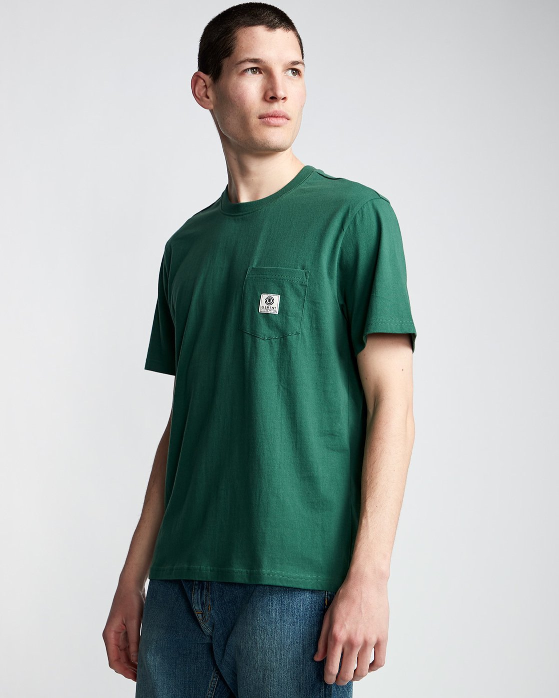 0 Basic Pocket Label - Short Sleeve T-Shirt for Men Green N1SSG3ELP9 Element