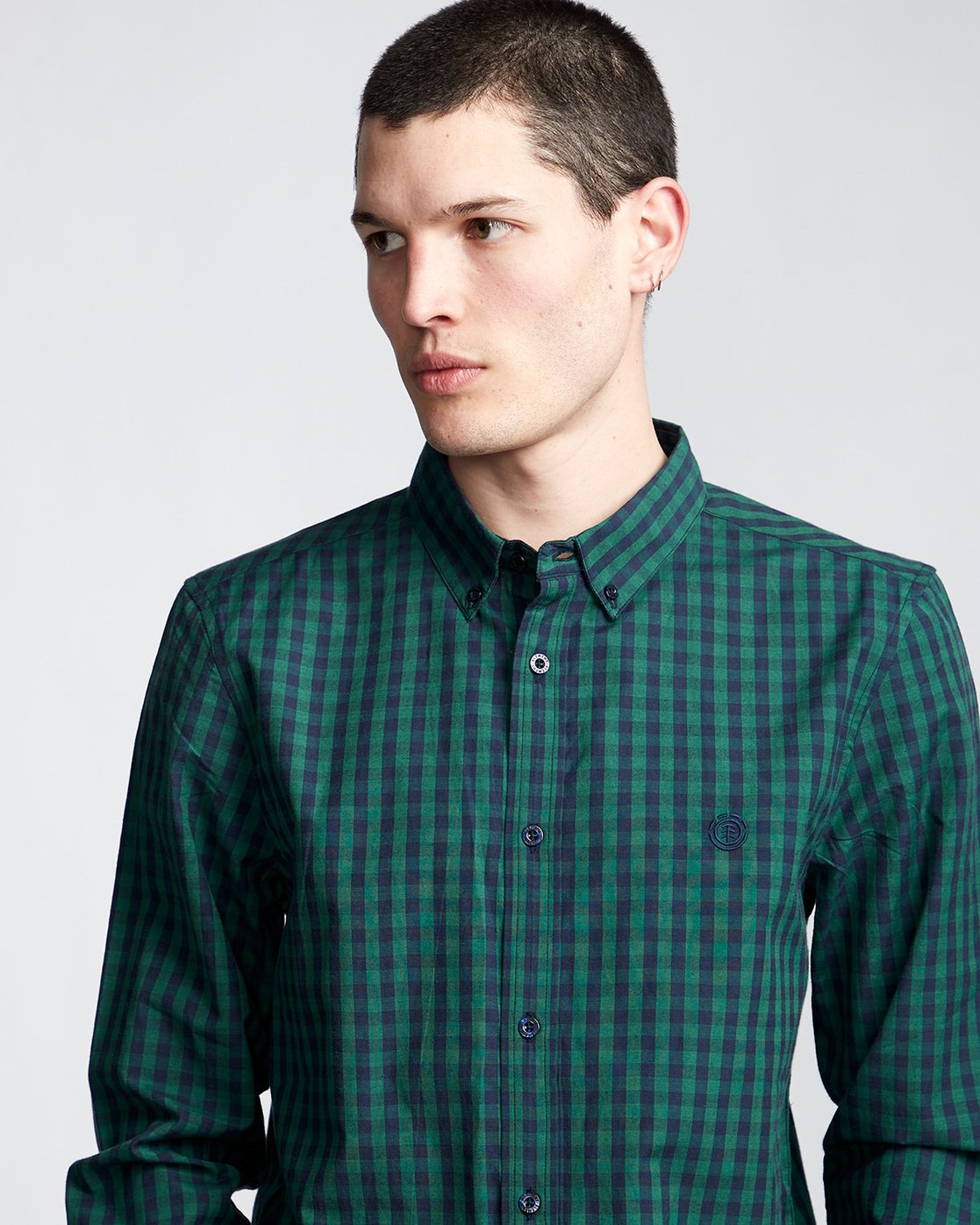 1 Icon Gingham - Long Sleeve Shirt Blue Q1SHA2ELF9 Element