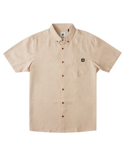 0 Passport Short Sleeve Button-Down Shirt Beige ALYWT00132 Element