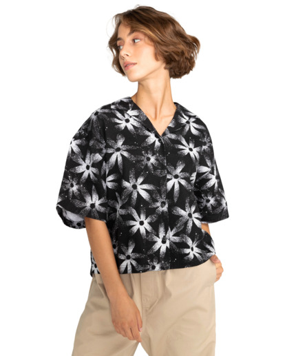 2 Kana Flowers - Camicia a maniche corte da Donna Black F3SHA1ELF2 Element