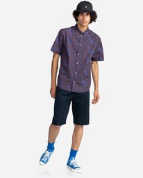 4 Garden Poplin Short Sleeve Button-Down Shirt Blue ALYWT00128 Element