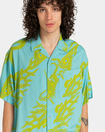 4 Element x Tetsunori Tawaraya Phoenix Short Sleeve Shirt Blue ELYWT00128 Element