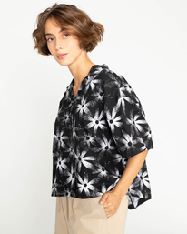 3 Kana Flowers 2022 - Kurzärmliges Hemd für Frauen Schwarz F3SHA1ELF2 Element