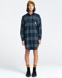 1 Lane Check - Shirt Dress for Women Green Z3DRC2ELF1 Element