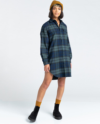 2 Lane Check - Shirt Dress for Women Green Z3DRC2ELF1 Element