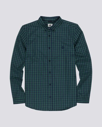 3 Icon Gingham - Long Sleeve Shirt Blue Q1SHA2ELF9 Element