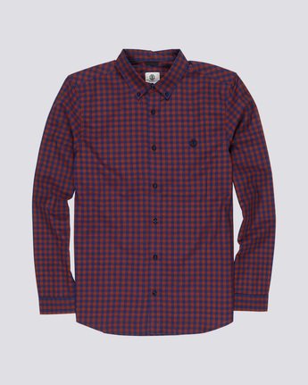 3 Icon Gingham - Long Sleeve Shirt Black Q1SHA2ELF9 Element