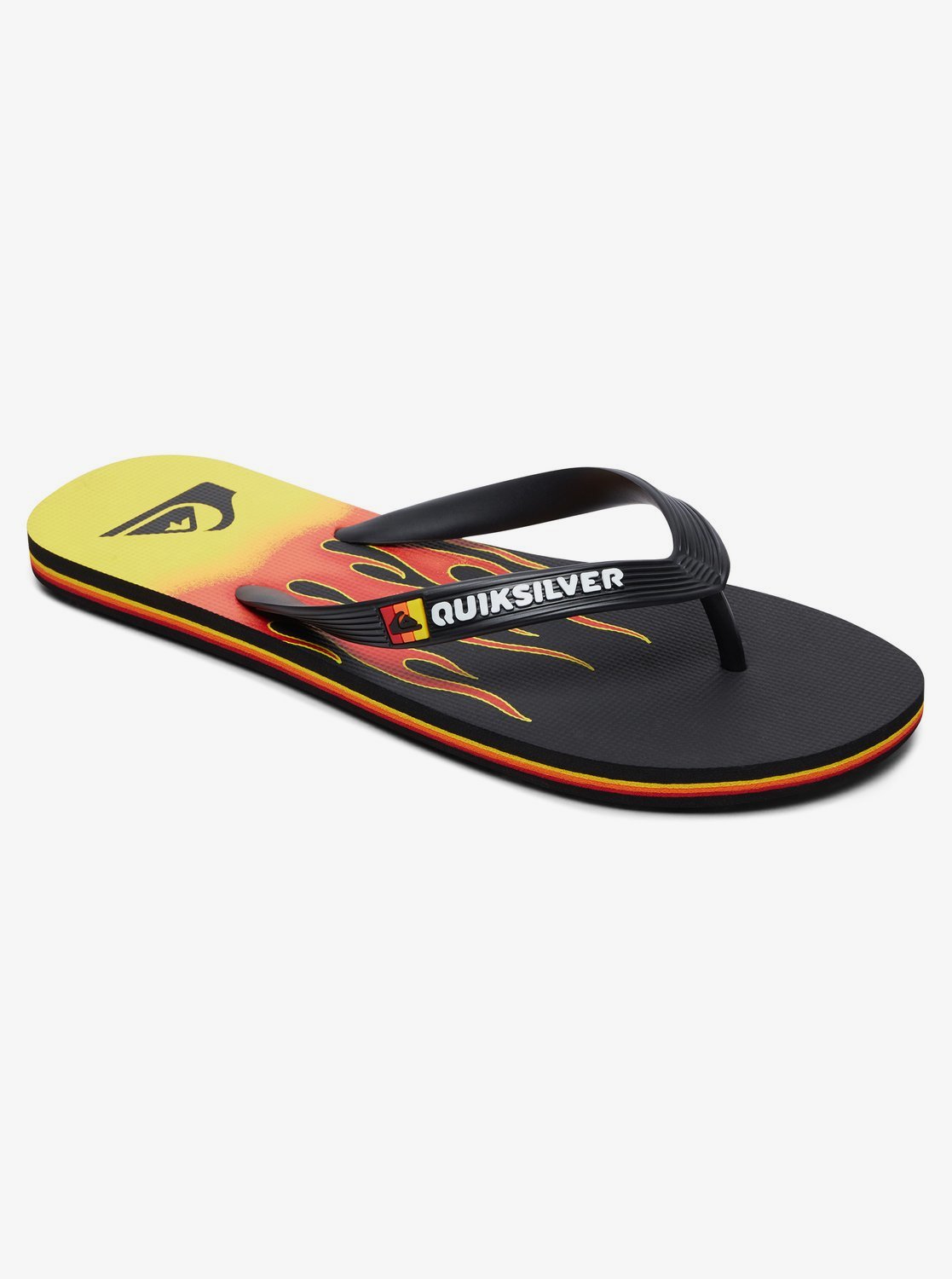 black and yellow flip flops