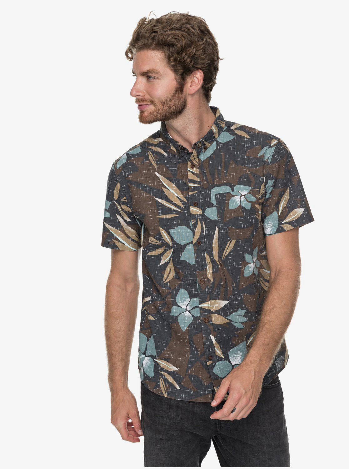 Quiksilver Mens Short Sleeve Linen Print Shirt