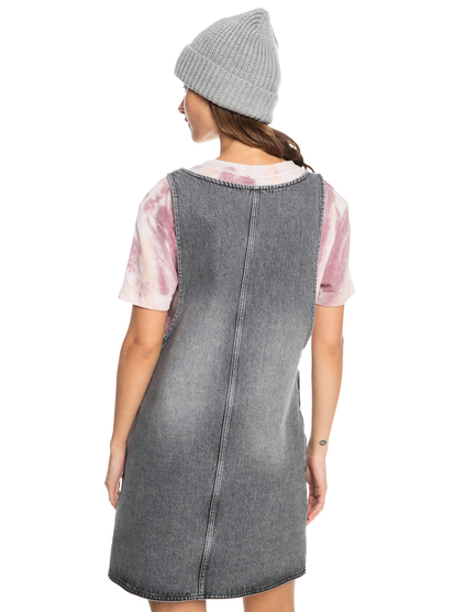 Buy Grey Linen Checkered Dungaree Dress For Women by B'Infinite