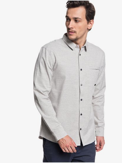 Qtrvl Longsleeve Shirt Voor Heren Gray Quiksilver quiksilver kopen in de aanbieding