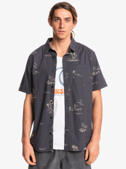 mens stretch short sleeve button down