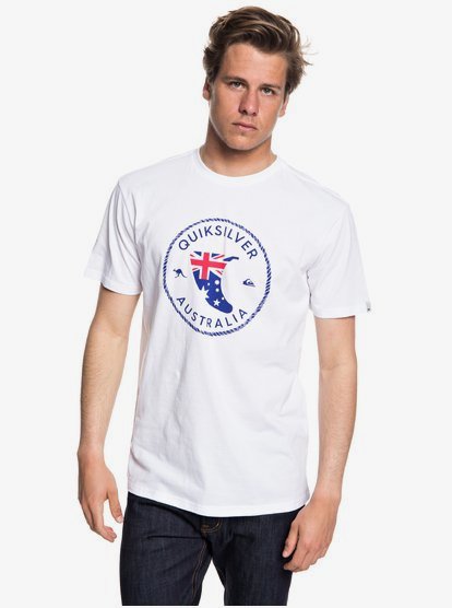 Oz Fin T Shirt Voor Heren White Quiksilver quiksilver kopen in de aanbieding