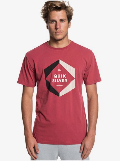 Hexa Logo T Shirt Voor Heren Red Quiksilver quiksilver kopen in de aanbieding