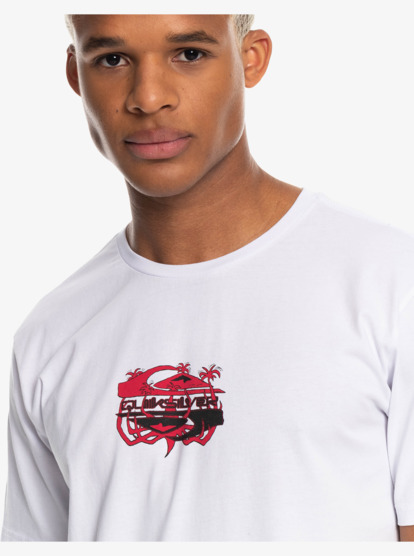 men's white and red t shirt