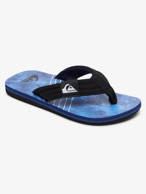quiksilver, Boy's 8-16 Molokai Layback Flip-Flops, BLACK/BLUE/BLUE (xkbb) 0 Boy's 8-16 Molokai Layback Flip-Flops Black AQBL100302 Quiksilver