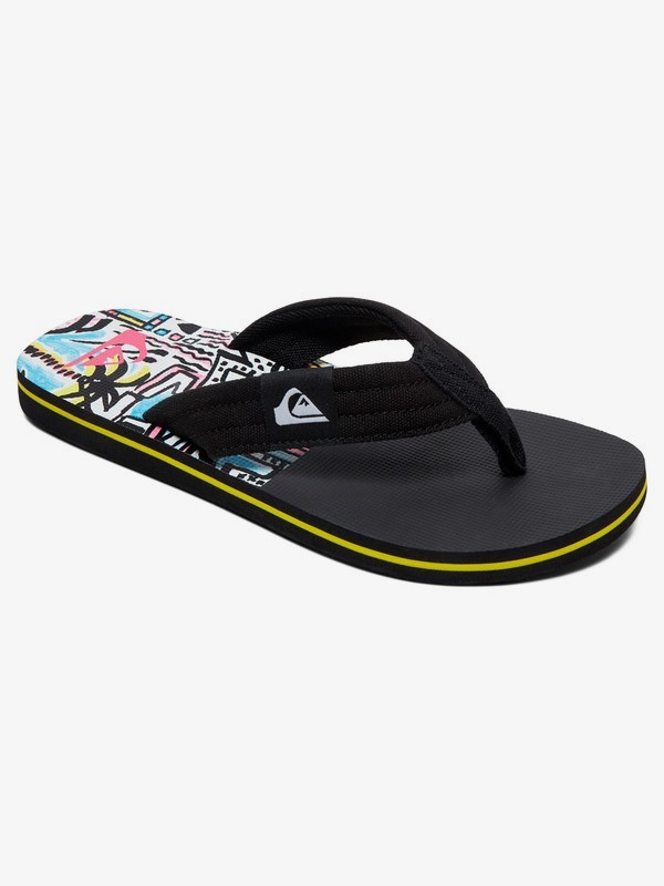 quiksilver, Boy's 8-16 Molokai Layback Sandals, BLACK/BLACK/YELLOW (xkky) 0 Boy's 8-16 Molokai Layback Sandals Black AQBL100359 Quiksilver