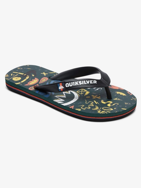 quiksilver, Boy's 8-16 Molokai Mystery Bus Flip-Flops, BLACK/GREEN/BLUE (xkgb) 0 Boy's 8-16 Molokai Mystery Bus Flip-Flops Black AQBL100364 Quiksilver