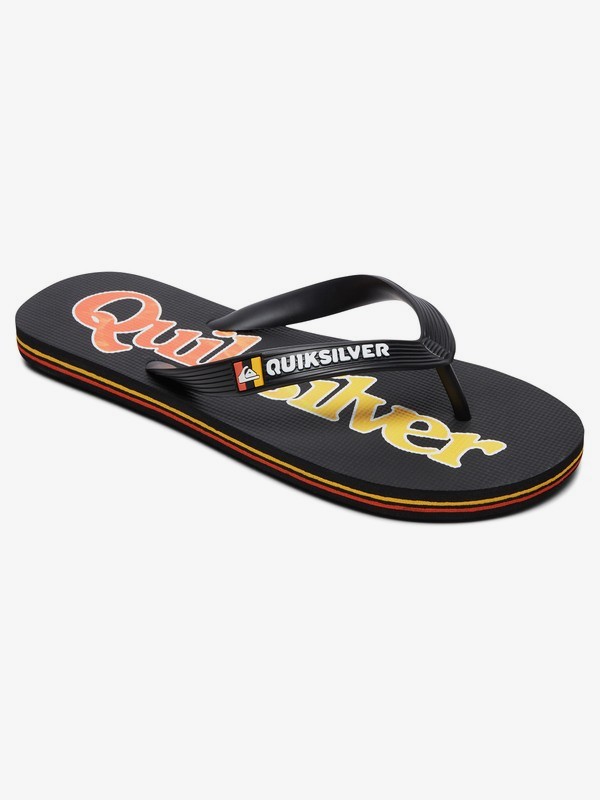 quiksilver, Boy's 8-16 Molokai Wordmark Fineline Flip-Flops, BLACK/BLACK/YELLOW (xkky) 0 Boy's 8-16 Molokai Wordmark Fineline Flip-Flops Black AQBL100366 Quiksilver