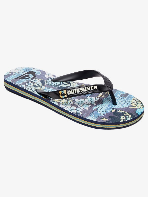 quiksilver, Boy's 8-16 Boys Molokai Tropics Flip-Flops, BLACK/BLUE/GREY (xkbs) 0 Boy's 8-16 Boys Molokai Tropics Flip-Flops Black AQBL100434 Quiksilver