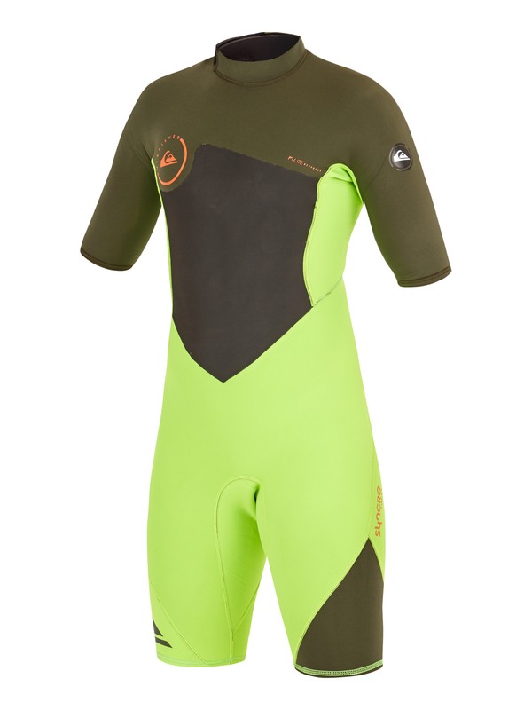 quiksilver, Syncro Flatlock 2/2mm - Traje de surf ligero con mangas cortas y cremallera trasera, F. LIME/ IVY (xggc) 0 Syncro Flatlock 2/2mm - Traje de surf ligero con mangas cortas y cremallera trasera AQBW503003 Quiksilver