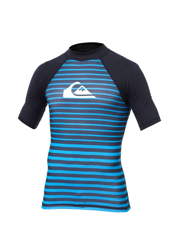 quiksilver, Boys 8-16 Shutter SS Rashguard, CYAN (cyn) 0 Boys 8-16 Shutter SS Rashguard AQBWR00021 Quiksilver