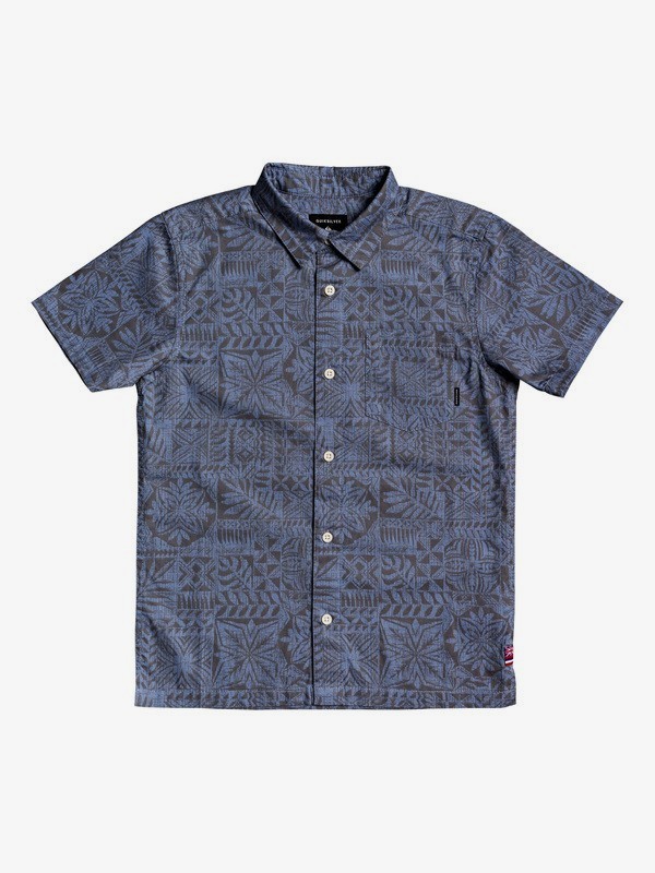 quiksilver, Boy's 8-16 HI Hyper Printed Short Sleeve Shirt, HIHYPERSTONEWASH (bkj1) 0 Boy's 8-16 HI Hyper Printed Short Sleeve Shirt Blue AQBWT03034 Quiksilver