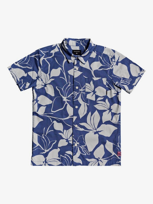 quiksilver, Boy's 8-16 HI Makala Short Sleeve Hawaiian Shirt, HIMAKALABIJOUBLUE (bng1) 0 Boy's 8-16 HI Makala Short Sleeve Hawaiian Shirt Blue AQBWT03035 Quiksilver