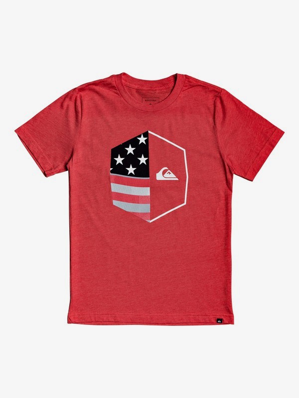 quiksilver, Boy's 8-16 Americana Tee, HIBISCUS HEATHER (rmzh) 0 Boy's 8-16 Americana Tee Red AQBZT03581 Quiksilver