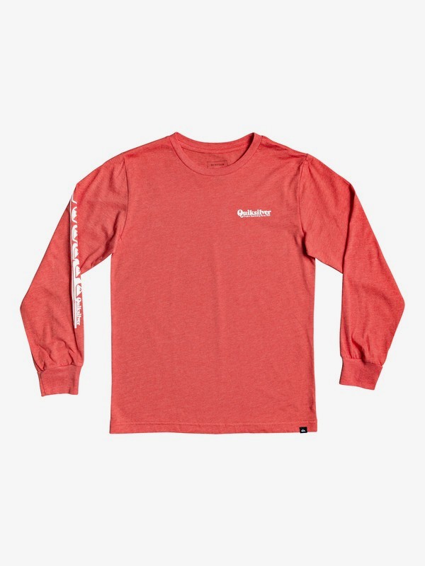 quiksilver, Boy's 8-16 Modern Script Long Sleeve Tee, HIBISCUS HEATHER (rmzh) 0 Boy's 8-16 Modern Script Long Sleeve Tee Red AQBZT03705 Quiksilver