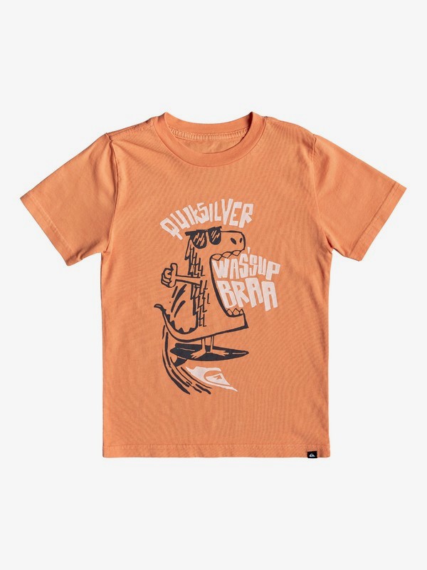 quiksilver, Boy's 2-7 Wassup Dino Tee, FLAMINGO (nks0) 0 Boy's 2-7 Wassup Dino Tee Orange AQKZT03439 Quiksilver