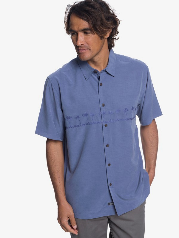 quiksilver, Waterman Tahiti Palms Short Sleeve Shirt, BLUE INDIGO (bpy0) 0 Waterman Tahiti Palms Short Sleeve Shirt Blue AQMWT03108 Quiksilver