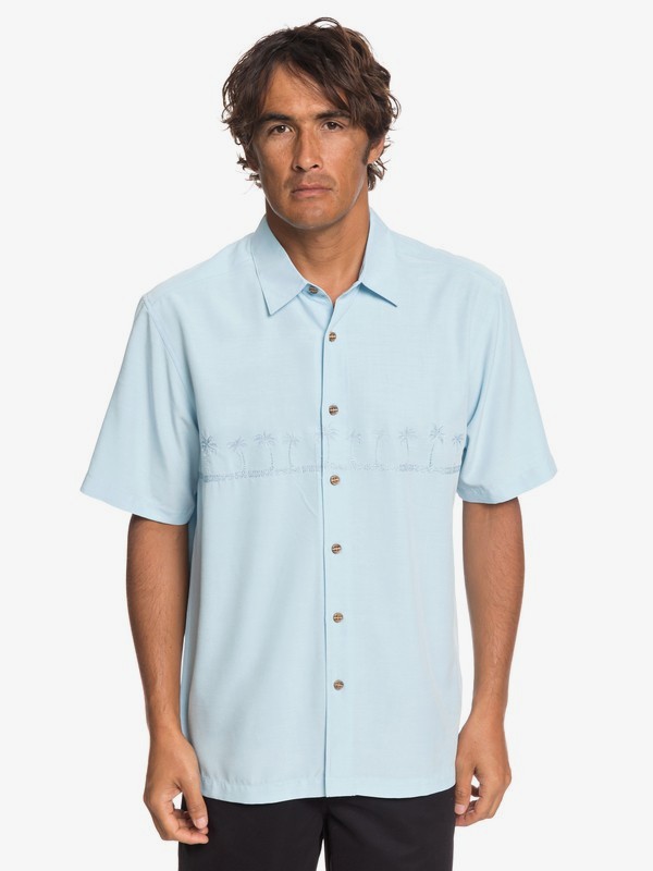 quiksilver, Waterman Tahiti Palms Short Sleeve Shirt, CRYSTAL BLUE (bfa0) 0 Waterman Tahiti Palms Short Sleeve Shirt Blue AQMWT03356 Quiksilver