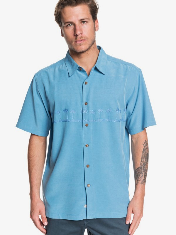 quiksilver, Waterman Tahiti Palms Short Sleeve Shirt, DELPHINIUM BLUE (bjp0) 0 Waterman Tahiti Palms Short Sleeve Shirt Blue AQMWT03356 Quiksilver