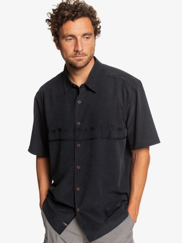 quiksilver, Waterman Tahiti Palms Short Sleeve Shirt, BLACK (kvj0) 0 Waterman Tahiti Palms Short Sleeve Shirt Black AQMWT03356 Quiksilver