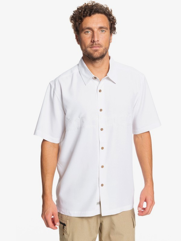 quiksilver, Waterman Tahiti Palms Short Sleeve Shirt, WHITE (wbb0) 0 Waterman Tahiti Palms Short Sleeve Shirt White AQMWT03356 Quiksilver